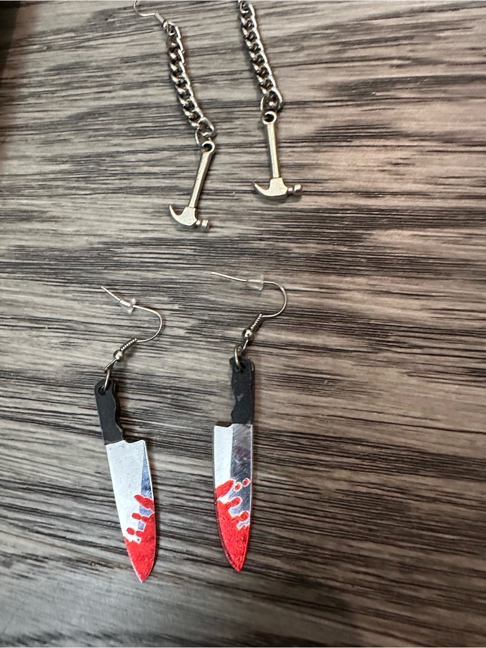 Novelty Red & Silver Bloody Knife Earrings - Kids Accessories